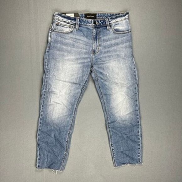 Abrand Jeans Mens 32 Relaxed Slim Taper Ankle Cropped Blue Denim Raw Hem NWT - Picture 1 of 15